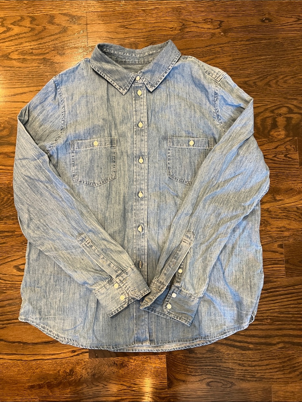 Nordstrom Light Blue Denim Casual Button-Down Shirt